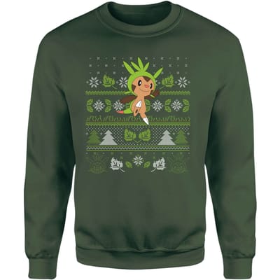 Pokemon Chespin Christmas Christmas Jumper - Green - S