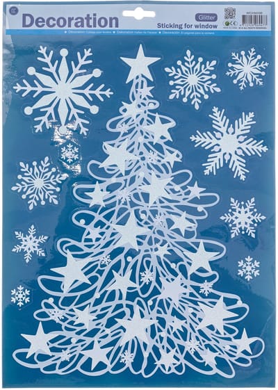 JJA - Raamdecoratie 24 x 41 cm kerstboom en rendier