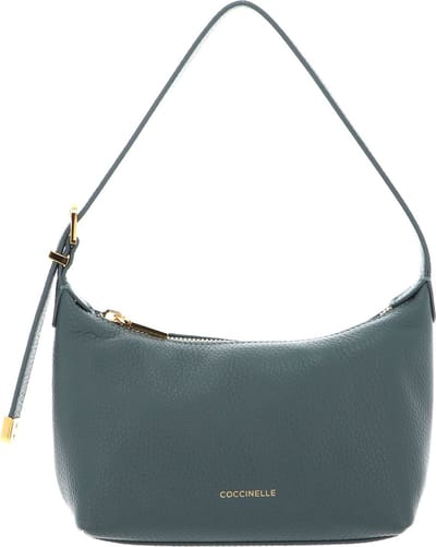 COCCINELLE Leren Schoudertas Coccinelle Gleen Mini Bag Grained Leather Kale Green Groen