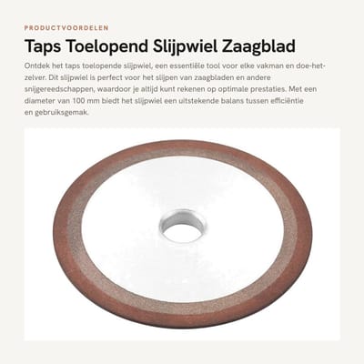 Dailygoods- Slijpschijf Taps Toelopend - Slijpwiel 100 Mm - Hars Slijpschijf - Slijtvastheid - Hoge Ruwheid - Voor Hardmetalen Frees - Slijpsteen