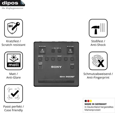 dipos – 2x Matte Pantserfolie geschikt voor Sony XDR-C1DBP | 9H Screenprotector
