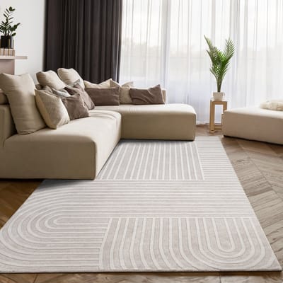 Flycarpets Laagpolig Japandi Vloerkleed Sanilia - Creme