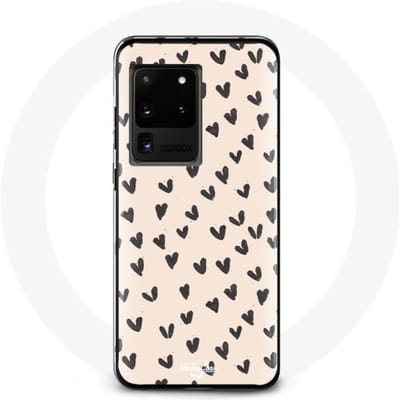 Coque pour Samsung Galaxy S20 Ultra Fond de texture abstraite coeurs noirs