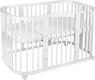 Multifunctioneel 7 in 1 Babybed / peuterbed incl. matras - Wit