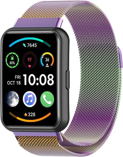 Milanees Smartwatch bandje - Geschikt voor Huawei Watch Fit 2 Milanese band - regenboog - Strap-it Horlogeband / Polsband / Armband