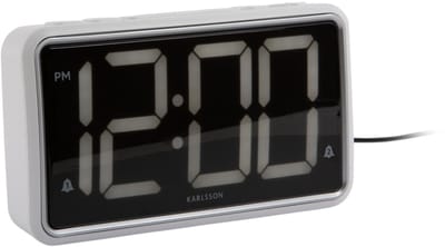 Karlsson Wekker New Retro - Wit - 16.5x4.5x9cm - Scandinavisch - Wekker voor slaapkamer - Wekkers