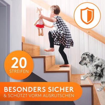 Candala Antislipstrip voor trappen (20 stuks), transparante en zelfklevende, 10 x 60 cm, waterdichte trapbescherming met spatelroller