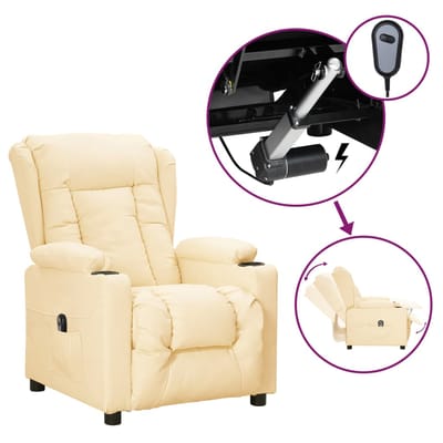 vidaXL - Fauteuil - elektrisch - verstelbaar - kunstleer - crèmekleurig