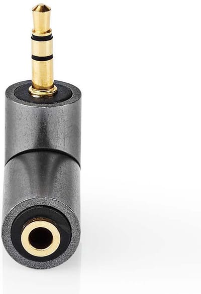 Nedis Stereo-Audioadapter - 3,5 mm Male - 3,5 mm Female - Verguld - Recht - Aluminium - Goud / Gun Metal Grijs - 1 Stuks - Cover Window Box