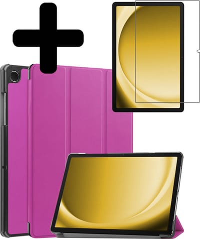Hoes - Geschikt voor Samsung Galaxy Tab A9 Plus - Met Screenprotector - Trifold Bookcase - Hard Cover - Hardcover Book Case - Tablet Hoesje - Paars