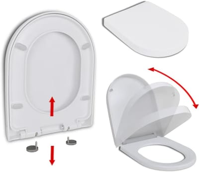 Toiletbril - WC-bril WC-deksel - Hygiënisch Werken - Softclose Quick Release - 46 x 365 cm - Wit