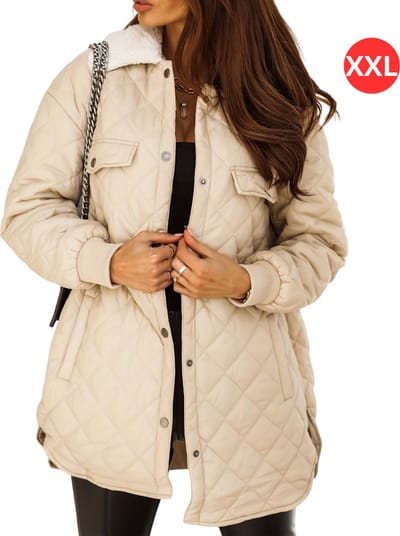 Livano Winterjas - Parka Dames Winterjas - Winter - Volwassen - Stijlvol - Beige - Maat XXL