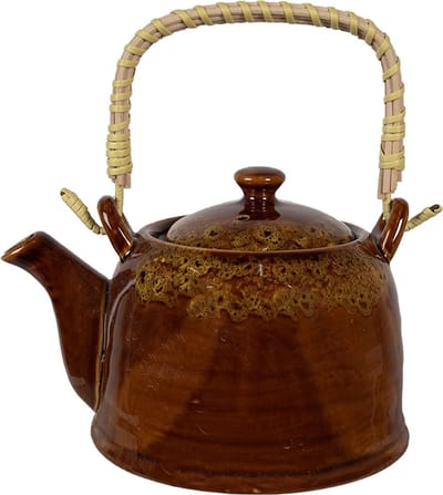 Clayre & Eef Theepot met Filter 750 ml Bruin Geel Keramiek