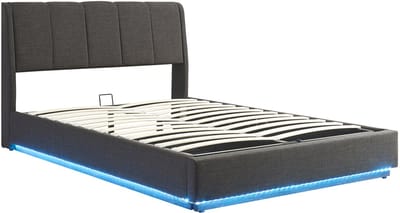 Tweepersoonsbed Tröstiar met LED 140x200 cm zwart [en.casa]