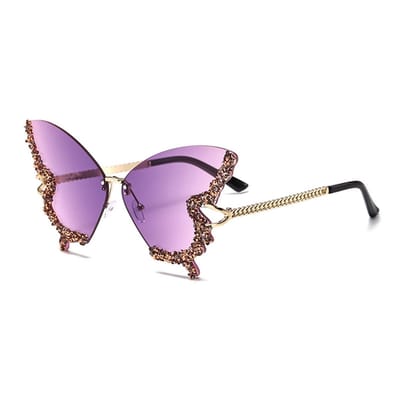 Dailygoods- Zonnebril Vlinderstijl - Zonnebril Dames - Strass/Materiaal - 150 x 68 mm - Eén stuk - Duurzaam/Comfortabel - Fashion Sunglasses