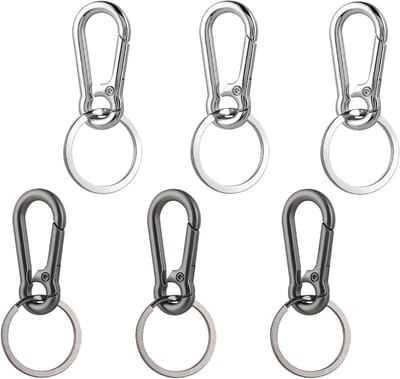 Set van 6 Roestvrije Carabiners, Duurzame Sleutelhangers, Verwijderbare Haakjes voor Sleutels en Outdoor Activiteiten