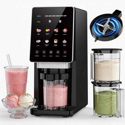 Casa Living Ijsmachine - Met 8 programma's - Zelfreinigend - Mix In en Re-Spin Functie - Vaatwasserbestendige Onderdelen - Zwart