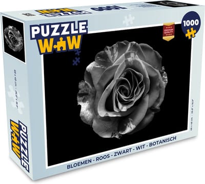 Puzzel Bloemen - Roos - Zwart - Wit - Botanisch - Legpuzzel - Puzzel 1000 stukjes volwassenen