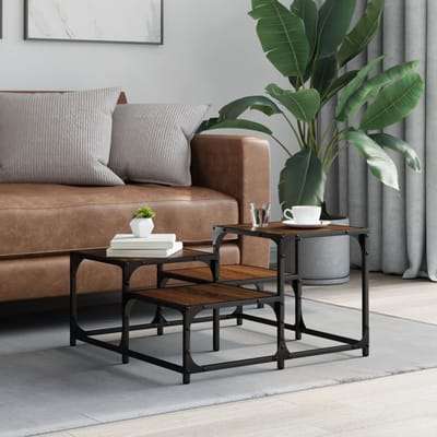 vidaXL - Salontafel - 68x68x40 - cm - bewerkt - hout - bruin - eikenkleur