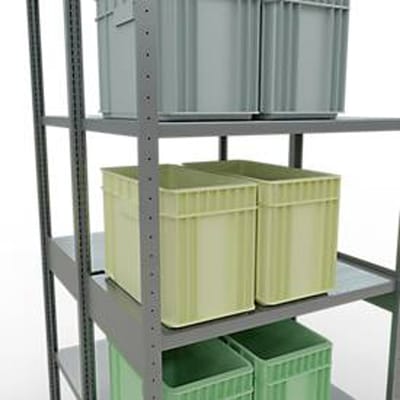 SCHULTE Lagertechnik - Dubbele basisrekken MULTIPlus250 insteeksysteem - 3000x1000x(2x600) mm, 14 legborden, gegalvaniseerd