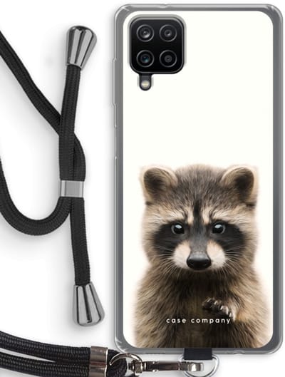 Hoesje met koord geschikt voor Samsung Galaxy A12 hoesje met Koord - Rocco - Telefoonhoesje met Zwart Koord - Bescherming aan alle Kanten en Over de Schermrand