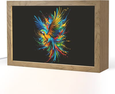 Nachtlampje 30x20 cm - Kinder lampje - Papegaai - Vogel - Dier - Kleurrijk - Verf - Tafellamp kinderkamer - Slaapkamer lamp - Bedlamp kinderen - Kinderlampje stopcontact - Wandlamp babykamer - Nachtlampjes