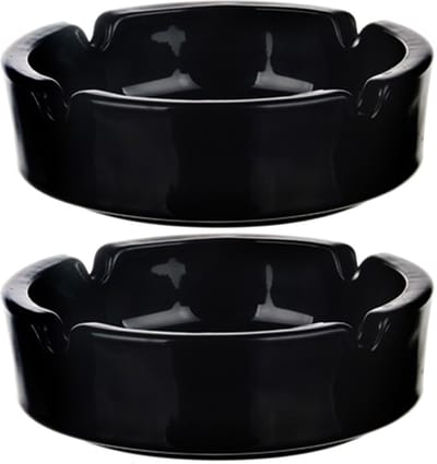 Glasmark Asbak - 2x - glas - D11 cm - zwart - voor binnen en buiten