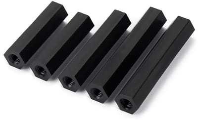 Dailygoods - Vrouwelijke Hex Spacer Standoff - Nylon Standoffs - 20 stuks - Zwart - M4x25mm - Bevestigingsmiddelen - Voor Elektronica - Zwart