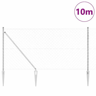 vidaXL - gaashek - met - grondpennen - 10 - x - 1,2 - m - Gegalvaniseerd - staal - zilver