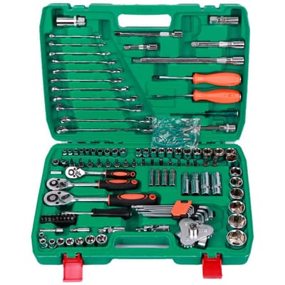 121-delige autoreparatiegereedschapset Ratelsleuteldoppen Schroevendraaierset met opbergkoffer voor 121-Piece