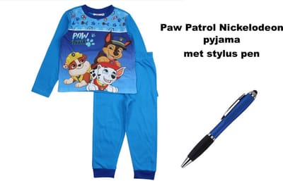 Paw Patrol - Nickelodeon Pyjama - met koningsblauwe broek - met Stylus Pen. Maat 110 cm / 5 jaar.