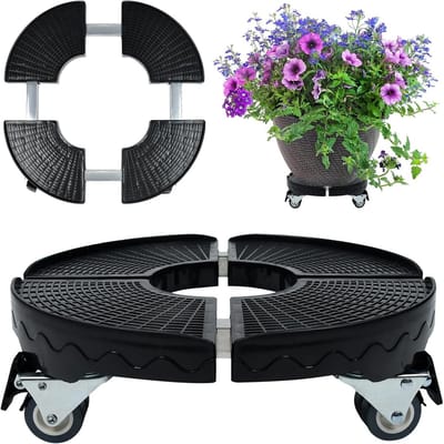 Verstelbare Plantenroller met Wielen voor Zware Potten Binnen en Buiten 39-52 cm