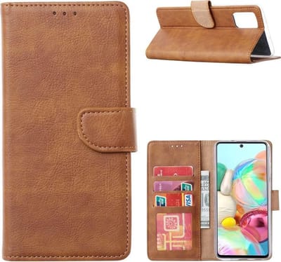 Bookcase Geschikt voor: Samsung Galaxy A51 - Lichtbruin - Portemonnee hoesje