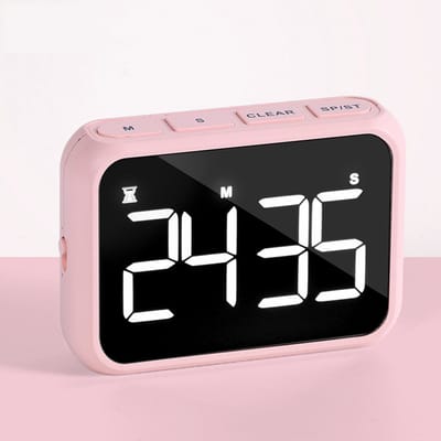 USB-oplaadbare luidruchtige digitale kookwekker met groot LCD-scherm en instelbaar luid alarm - ideale magnetische timer voor bureau of keuken, roze
