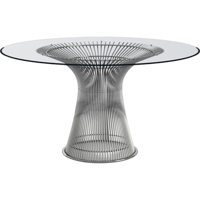 Knoll International Platner Eettafel - Kristalglas - nikkel gepolijst