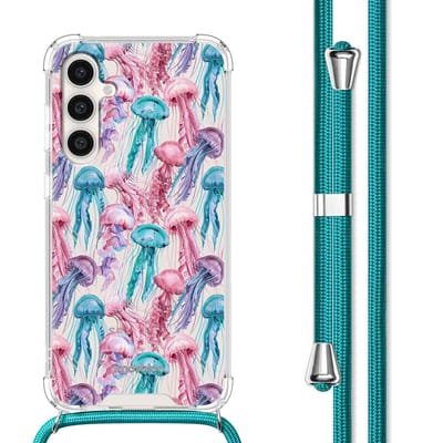 imoshion Hoesje - Geschikt voor Samsung Galaxy S23 FE - Design Hoesje met Koord - Jellyfish Watercolor