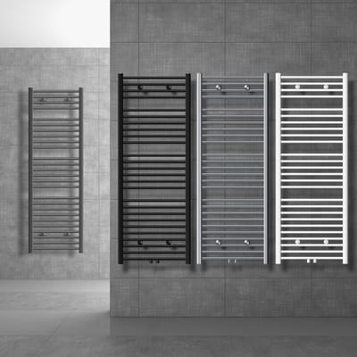 Gebogen Badkamerverwarming Wit 600x1200 mm Inclusief Aansluitset Middenaansluiting