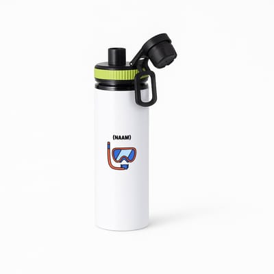 Hacebo® - Duikbril met eigen naam waterfles met draaidop groen - Zwemmen - mensen die houden van zwemmen - gepersonaliseerde - sport - verjaardagscadeau - kado - gift - geschenk - verrassing - water fles - 850ML