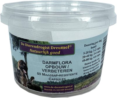 Dierendrogist Darmflora Capsules 60st - Maagsap-resistent - Probiotica en Prebiotica voor Hond