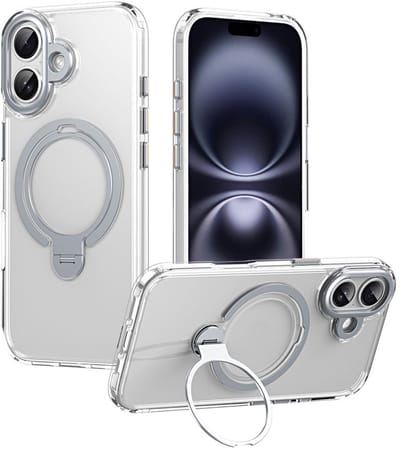 Coverup Hoesje - Geschikt voor iPhone 17 Hoesje - Coverup TPU Back Cover met 360° MagSafe Ring Kickstand - Transparant