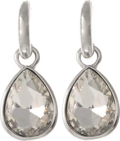Behave - Zilverkleurige oorsteker met hanger en facet geslepen glassteen - Fashion sieraden