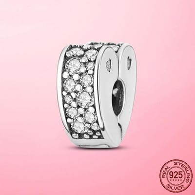 Klassieke Kralen S925 925 Sterling Zilver Roze Pave Clip Bedel Past op Originele Mode Armband voor Vrouwen Doe-het-zelf Sieraden Maken