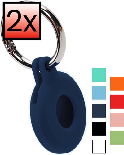 Hoesje Geschikt voor Apple AirTag 2 - Sleutelhanger Houder Siliconen Hoes - Hoes Geschikt voor Apple AirTag 2e generatie Hoesje - Donkerblauw - 2 PACK