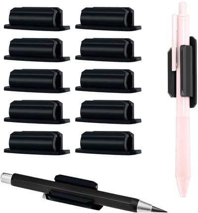SnelShoppen - 10 Stuks Zwarte Silicone Penhouders voor Bureau, School en Kantooraccessoires, Desk Organizer, Multifunctioneel, Duurzaam en Stijlvol