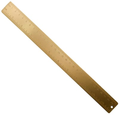Daity Een verguld messing liniaal - 30 cm - multifunctionele metalen meetliniaal - dubbele schaalverdeling - gegraveerd - vintage boekenlegger - teken- - markeer- en meetbenodigdheden (goud).