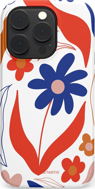 Casetastic hoesje geschikt voor Apple iPhone 14 Pro - MagSafe - Dubbellaagse bescherming - Kleuren in bloei - Fashion Case - Wit Rood Perzik Donkerblauw
