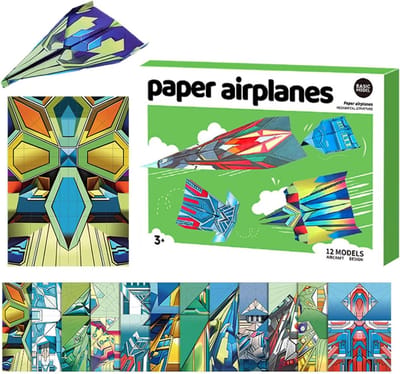 BOTC Origami Papier Set - Papieren Vliegtuigen - Maak 36 papieren vliegtuigen in 12 verschillende ontwerpen - STEM- Wetenschapskit voor kinderen 3 jaar+