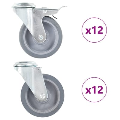 vidaXL 24 st Zwenkwielen met boutgaten 100 mm