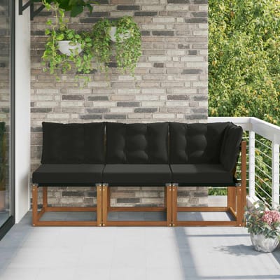 vidaXL - 3 - st - Outdoor - Midden- - en - Hoekbank - Naturel