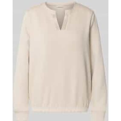 Tom Tailor - Scuba-sweatshirt met strass-steentjes - Maat XS - sand stone beige